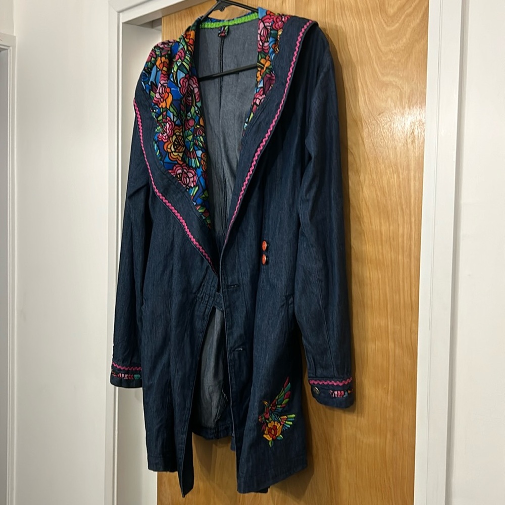 !Ay Guey!  Denim Lola Jacket with Hood - size Medium NWOT